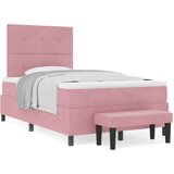 Box Spring Krevet s Madracem &amp Klupom Ružičasta 120x200 cm Velur | shoptok.hr