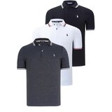 Dewberry TRIPLE SET T8594 MENS T-SHIRT-BLACK-WHITE-ANTHRACITE | Shoptok.si