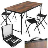 sklopivi stol s 4 stolice 120x60 cm (kamping set, kofer, podesiva visina)