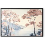  Plakat - Ocean Cliffs and Trees Delicate Motif in Pastel Colors 42x29.7 Crni okvir | shoptok.hr
