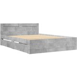 vidaXL Posteljni okvir z vzglavjem betonsko siv 120x190 cm inž. les, (21303515) | Shoptok.si