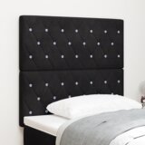  LED vzglavje z LED lučmi Diamantni z vzglavjem Črna 90 cm Žamet, (5000044052) | Shoptok.si