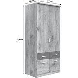 Lesnina-XXXL omara za oblačila brando 2, hrast, temno siva, š. 91 cm | Shoptok.si
