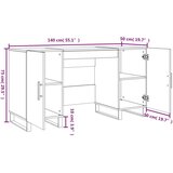 vidaXL Pisalna miza sonoma hrast 140x50x75 cm inženirski les | Shoptok.si