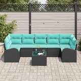  Sjedeća garnitura za vrt 8 kom. 7-Broj sjedala Crna i Tirkizna 289 x 124 x 69 cm | shoptok.hr