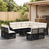  Sjedeća garnitura za vrt 12 kom. Crna i krem-bijela poliratan | shoptok.hr