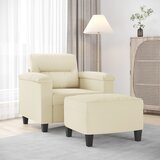  The Living Store Fotelj s stolčkom za noge krem 60 cm umetno usnje - Kavč S Stolčkom Za Noge, (21485089) | Shoptok.si