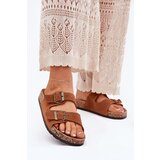 Boto Suede Slippers On Cork Sole With Buckles Camel Tavira | Shoptok.si