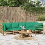 The Living Store Vrtna sedežna garnitura 6-delna z zelenimi blazinami bambus - Vrtna Sedežna Garnitura, (21465704) | Shoptok.si