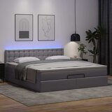  Otomanski krevet s madracima i LED sivi 180x200 cm umjetna koža | shoptok.hr