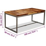  Blagovaonski Stol od Masivnog Drva Šišam i Čelika 180 cm | shoptok.hr