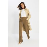 Trendyol Light Khaki Wide Leg Trousers Cene