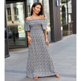 Gemre Navy blue maxi dress with flowers Ilario | Shoptok.si