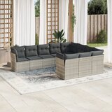 Maison Chic Seti vrtnega pohištva - Vrtna garnitura - Vrtni pohištvo set 10-delna z blazinami sv. siv poli ratan, (21817208) | Shoptok.si