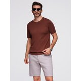 Ombre Men's classic knitted shirt with ribbed cuffs - warm brown | Shoptok.si