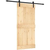  Klizna vrata Prirodna i crna 95 x 210 cm Čvrsta borovina | shoptok.hr
