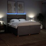 Krevet s oprugama i madracem smeđesivi 200x200 cm od tkanine | shoptok.hr