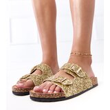 Golden Glitter Cork Sole Sandals Flotila | Shoptok.si