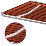 vidaXL Avtomatska tenda LED + senzor 600x300 cm oranžna/rjava | Shoptok.si
