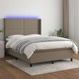  Box spring postelja z vzmetnico LED taupe 140x200 cm blago, (20790740) Cene