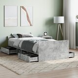  The Living Store Posteljni okvir z vzglavjem in vznožjem betonsko siv 100x200 cm - Posteljni Okvir, (21524459) | Shoptok.si