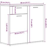 vidaXL Sideboard artisian hrast 80x36x75 cm konstruiran les | Shoptok.si