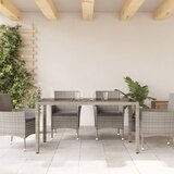  Vrtni stol sa staklenom pločom sivi 150x90x75 cm od poliratana Siva | shoptok.hr