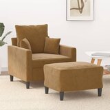 The Living Store Fotelj s stolčkom za noge rjav 60 cm žamet - Kavč S Stolčkom Za Noge, (21660608) | Shoptok.si