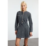 Trendyol Gray Textured Flounce Skirt Mini Denim Dress | Eponuda.ba