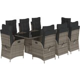  The Living Store Vrtna jedilna garnitura 9-delna z blazinami siv poli ratan - Vrtna Jedilna Garnitura, (21461323) | Shoptok.si