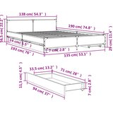  Okvir kreveta s ladicama crni 135 x 190 cm konstruirano drvo | shoptok.hr