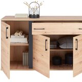 Mömax Široka Komoda Nature, Barva Hrasta, Črna | Shoptok.si
