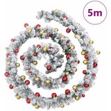  Božićni vijenac s kuglicama i LED svjetlima zeleni 5 m PVC | shoptok.hr