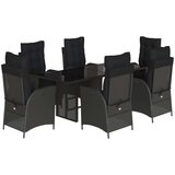 vidaXL 7-dijelni vrtni blagovaonski set s jastucima crni od poliratana | shoptok.hr