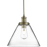 Searchlight Pyramid 1 viseča svetilka s kupolo, starinska medenina, s prozornim steklenim senčnikom, E27, (22101042) | Shoptok.si