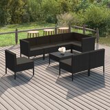  9-dijelna vrtna garnitura od poliratana s jastucima crna | shoptok.hr