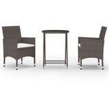 vidaXL 3-dijelni vrtni bistro set poliratan i kaljeno staklo smeđi | shoptok.hr