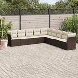 vidaXL 9-dijelni set vrtnih sofa s jastucima poliratan smeđi Cijene