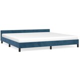 The Living Store Posteljni okvir z vzglavjem temno moder 200x200 cm žamet - Posteljni Okvir Z Vzglavjem, (21490967) | Shoptok.si