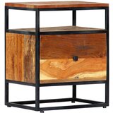 vidaXL Noćni ormarić od masivnog obnovljenog drva i čelika 40x30x50 cm | shoptok.hr