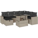 Maison Chic Seti vrtnega pohištva - Vrtna garnitura - Vrtni pohištvo set 8-delna z blazinami sv. siv poli ratan, (21798199) | Shoptok.si
