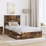  Krevet s od storage s uzglavljem Dimljeni hrast 100 x 200 cm | shoptok.hr