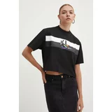 KARL LAGERFELD JEANS Bombažna kratka majica ženska, črna barva, 245J1710