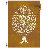  Vrtna vrata 85 x 150 cm od čelika COR-TEN s uzorkom stabla | shoptok.hr