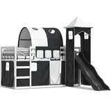 Krevet na kat s toboganom i zavjesama bijelo-crni 90 x 200 cm | Eponuda.com