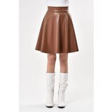 Dewberry 88854 Flared Faux Leather Skirt-TABA Cijene