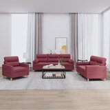  3-dijelni set sofa s jastucima crvena boja vina od tkanine | shoptok.hr