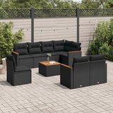 Maison Chic Seti vrtnega pohištva - Vrtna garnitura - Vrtni pohištvo set 9-delna z blazinami črn poli ratan, (21797342) | Shoptok.si