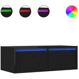 TV ormarić s LED svjetlima crni hrast 75x35,5x25 cm | Eponuda.com