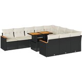  11-dijelni set vrtnih sofa poliratan i bagrem s jastucima crni | shoptok.hr